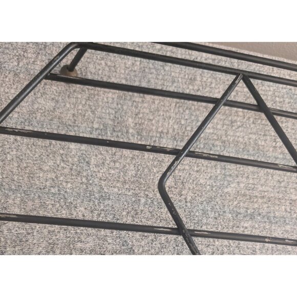 Green/Teal Glazed Ceramic Party/Snack Tray on Wire Frame, Vintage/MCM, 5pc - Picture 4 of 6